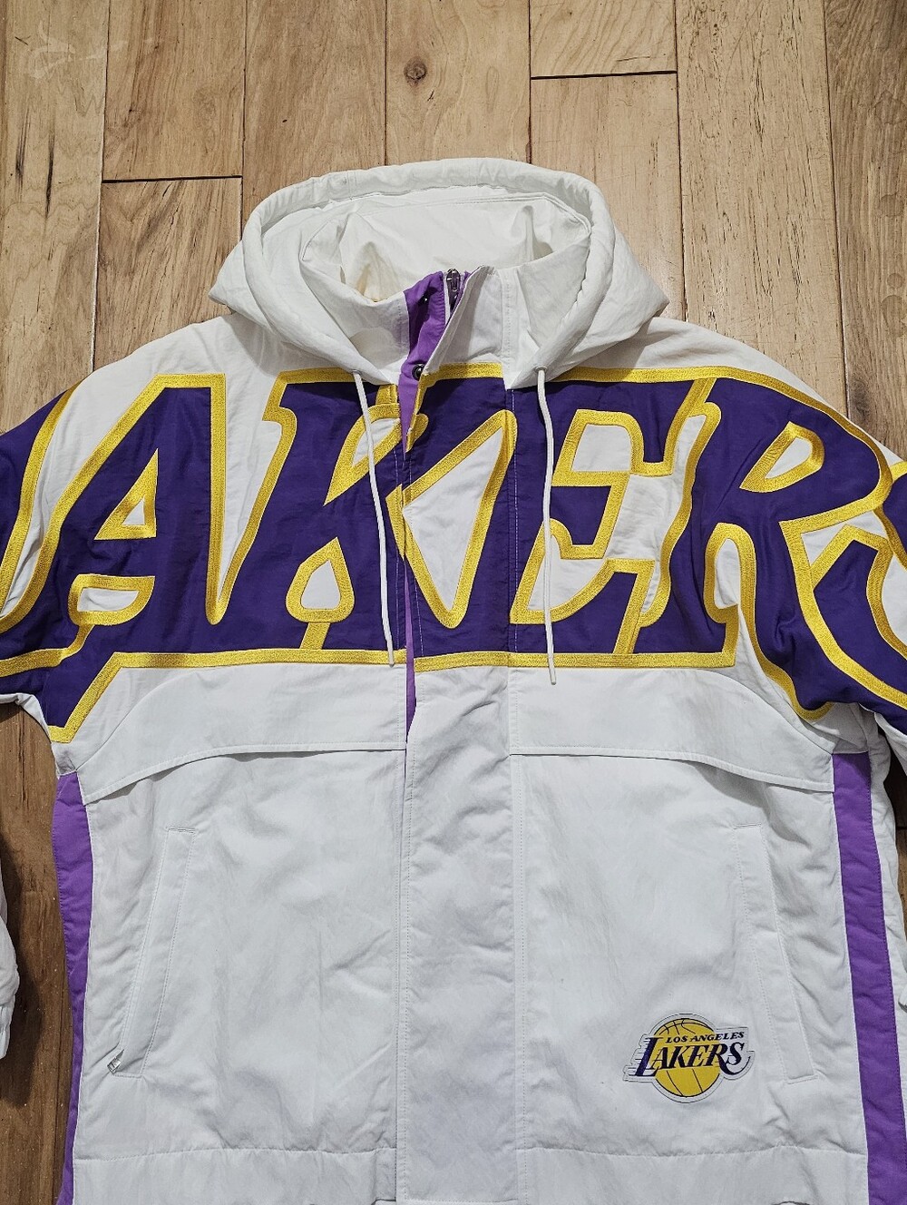 Women's Oversized Nike White & Purple Hooded Jacket